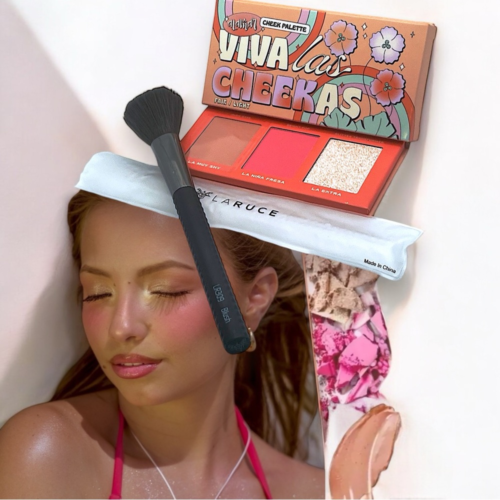 Alamar Cosmetics VIVAS las CHEEKAS palette & Laruce LR309 Cheek Brush
